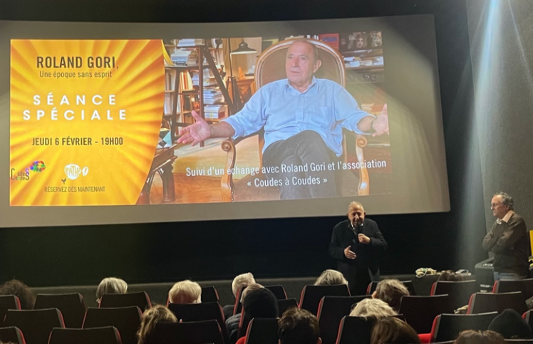 Photo de Roland Gori lors de son intervention au Pathé Madeleine